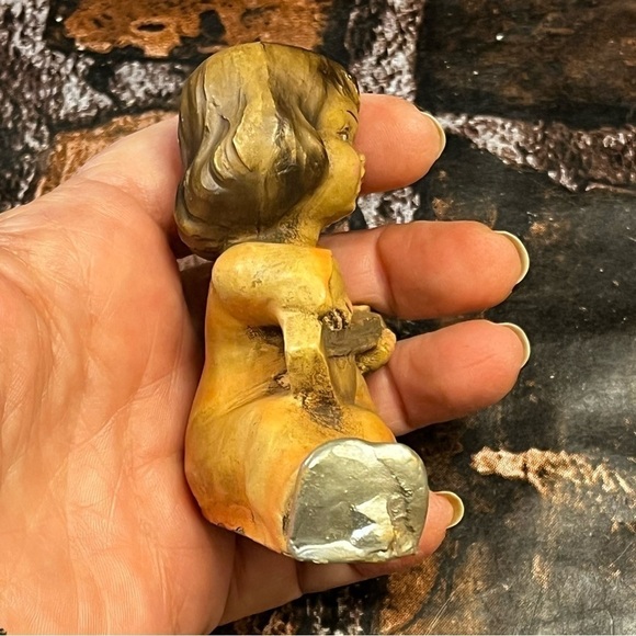 VTG Italian Christmas Ornament Musical Singing Lute Playing Child Paper Mache - Picture 6 of 7